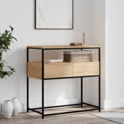 Berkfield Home Console Table Sonoma Oak 75x40x75 cm Engineered Wood in Brown - Size: 75 x 40 x 75 cm - thumbnail 1