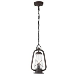 Netlighting Miners 1 Light Outdoor Ceiling Chain Lantern Old Bronze IP44 E14 in Brown - thumbnail 1