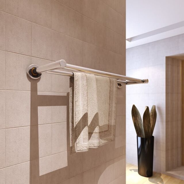 Berkfield Home Stainless Steel Towel Rack 2 Tubes in Silver - image 1