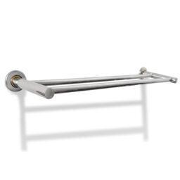 Berkfield Home Stainless Steel Towel Rack 2 Tubes in Silver - thumbnail 2
