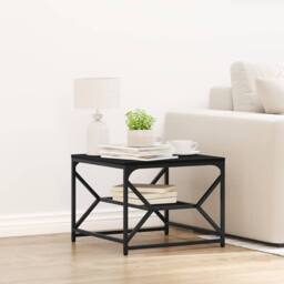 Berkfield Home Black Oak Coffee Table with Shelf, 51x50x40 cm, Made from Wood - Size: 51 x 50 x 40 cm