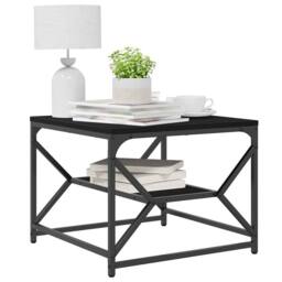 Berkfield Home Black Oak Coffee Table with Shelf, 51x50x40 cm, Made from Wood - Size: 51 x 50 x 40 cm - thumbnail 3