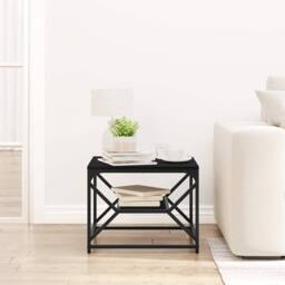 Berkfield Home Black Oak Coffee Table with Shelf, 51x50x40 cm, Made from Wood - Size: 51 x 50 x 40 cm - thumbnail 4