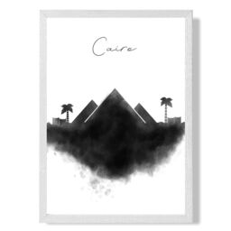 ARTZE Cairo Watercolour Skyline City Framed Print SIZE: A3 with White Frame in Black - thumbnail 1