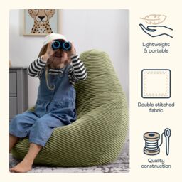 icon Kids Bean Bag, Dalton, Corduroy in Green - thumbnail 3