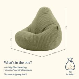 icon Kids Bean Bag, Dalton, Corduroy in Green - thumbnail 7