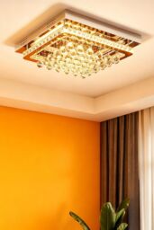 Living and Home Modern Fancy Crystal LED Flush Mount Ceiling Light in Silver - thumbnail 1
