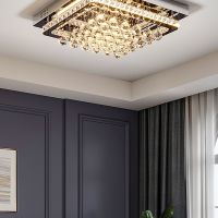 Living and Home Modern Fancy Crystal LED Flush Mount Ceiling Light in Silver - thumbnail 2