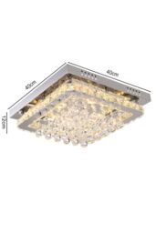 Living and Home Modern Fancy Crystal LED Flush Mount Ceiling Light in Silver - thumbnail 6