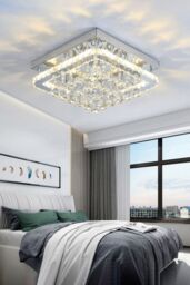 Living and Home Modern Fancy Crystal LED Flush Mount Ceiling Light in Silver - thumbnail 3