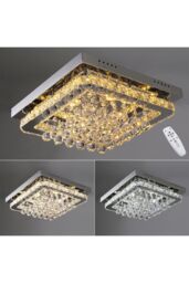 Living and Home Modern Fancy Crystal LED Flush Mount Ceiling Light in Silver - thumbnail 4
