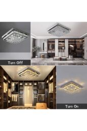 Living and Home Modern Fancy Crystal LED Flush Mount Ceiling Light in Silver - thumbnail 5