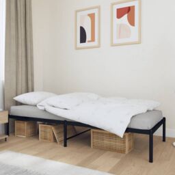 Berkfield Home Metal Bed Frame Black 75x190 cm Small Single - thumbnail 1