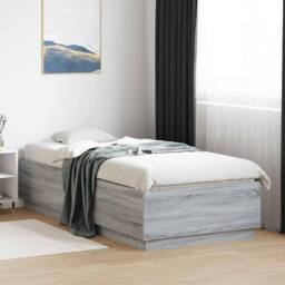 Berkfield Home Modern Bed Frame without Mattress Grey Sonoma 100x200 cm - thumbnail 2