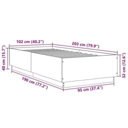 Berkfield Home Modern Bed Frame without Mattress Grey Sonoma 100x200 cm - thumbnail 9