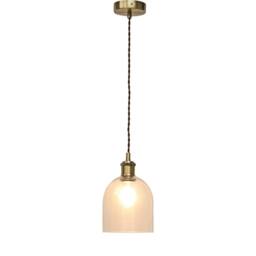First Choice Lighting Set of 2 Belten - Clear Glass Cloche Antique Brass Retro Pendants - thumbnail 3