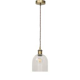 First Choice Lighting Set of 2 Belten - Clear Glass Cloche Antique Brass Retro Pendants - thumbnail 2
