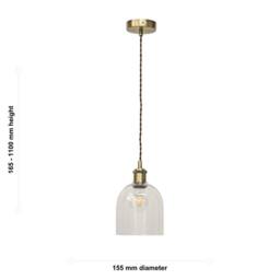 First Choice Lighting Set of 2 Belten - Clear Glass Cloche Antique Brass Retro Pendants - thumbnail 6