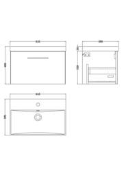 Balterley Bathroom Wall Hung 1-Drawer Vanity Basin, Anthracite, 600mm in Grey - thumbnail 2