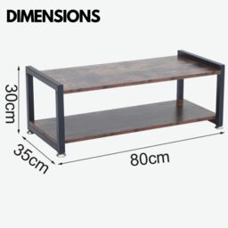 Rafaelo Mobilia 2 Tier Industrial Rustic 80CM TV Stand Unit in Brown - thumbnail 6