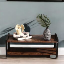 Rafaelo Mobilia 2 Tier Industrial Rustic 80CM TV Stand Unit in Brown - thumbnail 3