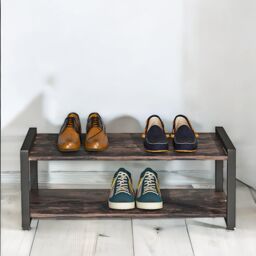 Rafaelo Mobilia 2 Tier Industrial Rustic 80CM TV Stand Unit in Brown - thumbnail 4