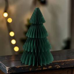 Four Candle Set of 3 Dark Green Paper Christmas Trees 30cm - thumbnail 2