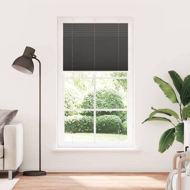 Berkfield Home Pleated Blind Black 110x200 cm Fabric Width 109.4 cm Polyester - image 1