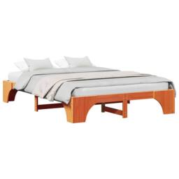 Berkfield Home Bed Frame Wax brown Wood 160 x 200 cm Durable - thumbnail 3
