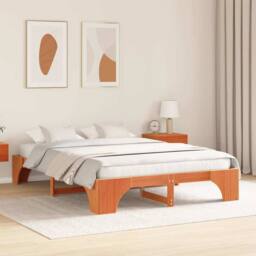 Berkfield Home Bed Frame Wax brown Wood 160 x 200 cm Durable - thumbnail 4