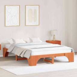 Berkfield Home Bed Frame Wax brown Wood 160 x 200 cm Durable - thumbnail 2