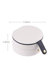 KDMD Women's Round 2 Layer PU Leather Jewelry Box Portable with Mirror in White - thumbnail 6
