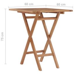 Berkfield Home Folding Garden Table 60x60x75 cm Solid Teak Wood in Brown - Size: 60 x 60 x 75 cm - thumbnail 7