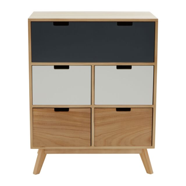 Orsina Compact Design Five Drawer Chest, Modern Design Chest Of Drawers For Livingroom, Minimalist Storage Chest in Grey - image 1