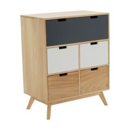 Orsina Compact Design Five Drawer Chest, Modern Design Chest Of Drawers For Livingroom, Minimalist Storage Chest in Grey - thumbnail 6