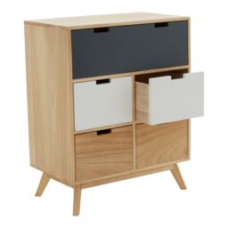 Orsina Compact Design Five Drawer Chest, Modern Design Chest Of Drawers For Livingroom, Minimalist Storage Chest in Grey - thumbnail 4