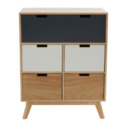 Orsina Compact Design Five Drawer Chest, Modern Design Chest Of Drawers For Livingroom, Minimalist Storage Chest in Grey