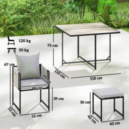 OUTSUNNY 8 Seater Garden Dining Set, Cube Garden Furniture with Cushions in Dark Grey - thumbnail 3