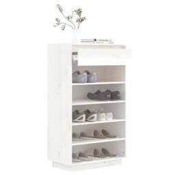 Berkfield Home Shoe Cabinet White 60x34x105 cm Solid Wood Pine - Size: 60 x 34 x 105 cm - thumbnail 4