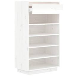 Berkfield Home Shoe Cabinet White 60x34x105 cm Solid Wood Pine - Size: 60 x 34 x 105 cm - thumbnail 6