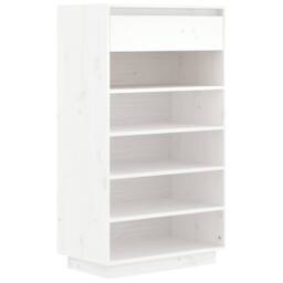 Berkfield Home Shoe Cabinet White 60x34x105 cm Solid Wood Pine - Size: 60 x 34 x 105 cm - thumbnail 2