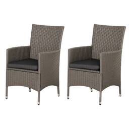 OUTSUNNY 2PC Outdoor Rattan Armchair Wicker Dining Chair Set for Garden in Grey - Size: 2 Pack - thumbnail 2