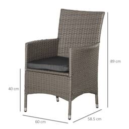 OUTSUNNY 2PC Outdoor Rattan Armchair Wicker Dining Chair Set for Garden in Grey - Size: 2 Pack - thumbnail 3