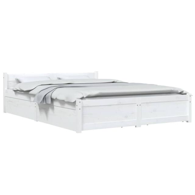 Berkfield Home Beautiful Bed Frame with Drawers White 140x200 cm - image 1
