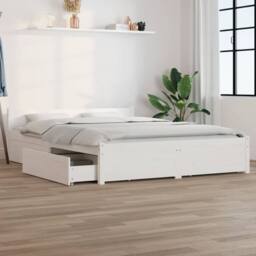 Berkfield Home Beautiful Bed Frame with Drawers White 140x200 cm - thumbnail 2