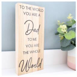 Amaya Rose Ltd Dad To Me You Are The World. Solid Wood Plaque Rustic Shelf Décor in Beige - thumbnail 2