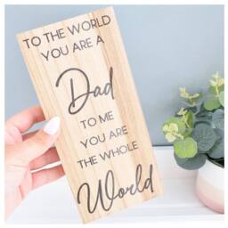 Amaya Rose Ltd Dad To Me You Are The World. Solid Wood Plaque Rustic Shelf Décor in Beige - thumbnail 1