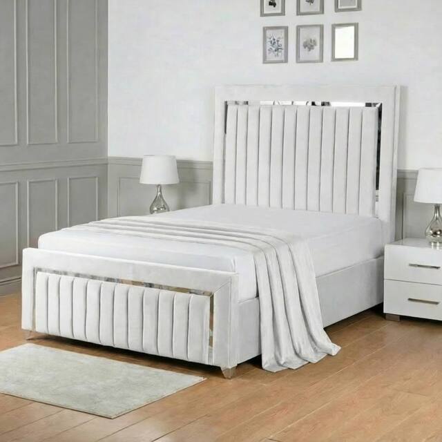 Living Comfort Bedz Chrome Edge Ottoman Gas Lift Storage Bed with 48 Inch Headboard in White - Size: Single - image 1