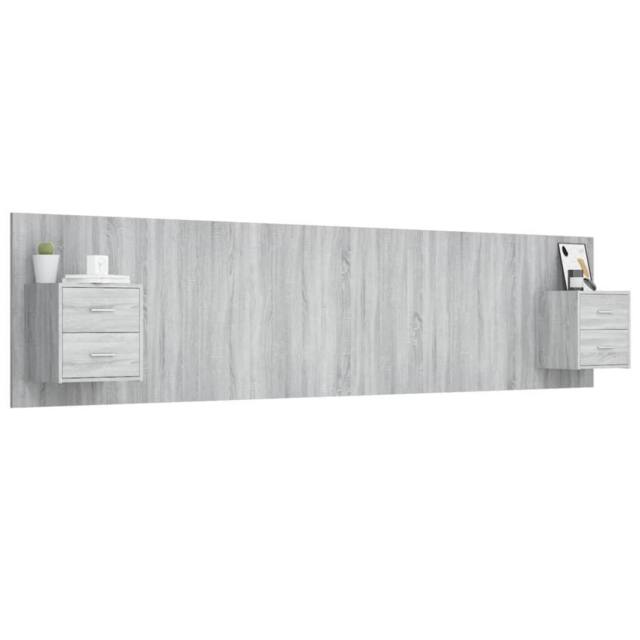 Berkfield Home Classic Bed Headboard with Cabinets Grey Sonoma Engineered Wood - image 1