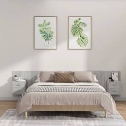 Berkfield Home Classic Bed Headboard with Cabinets Grey Sonoma Engineered Wood - thumbnail 2